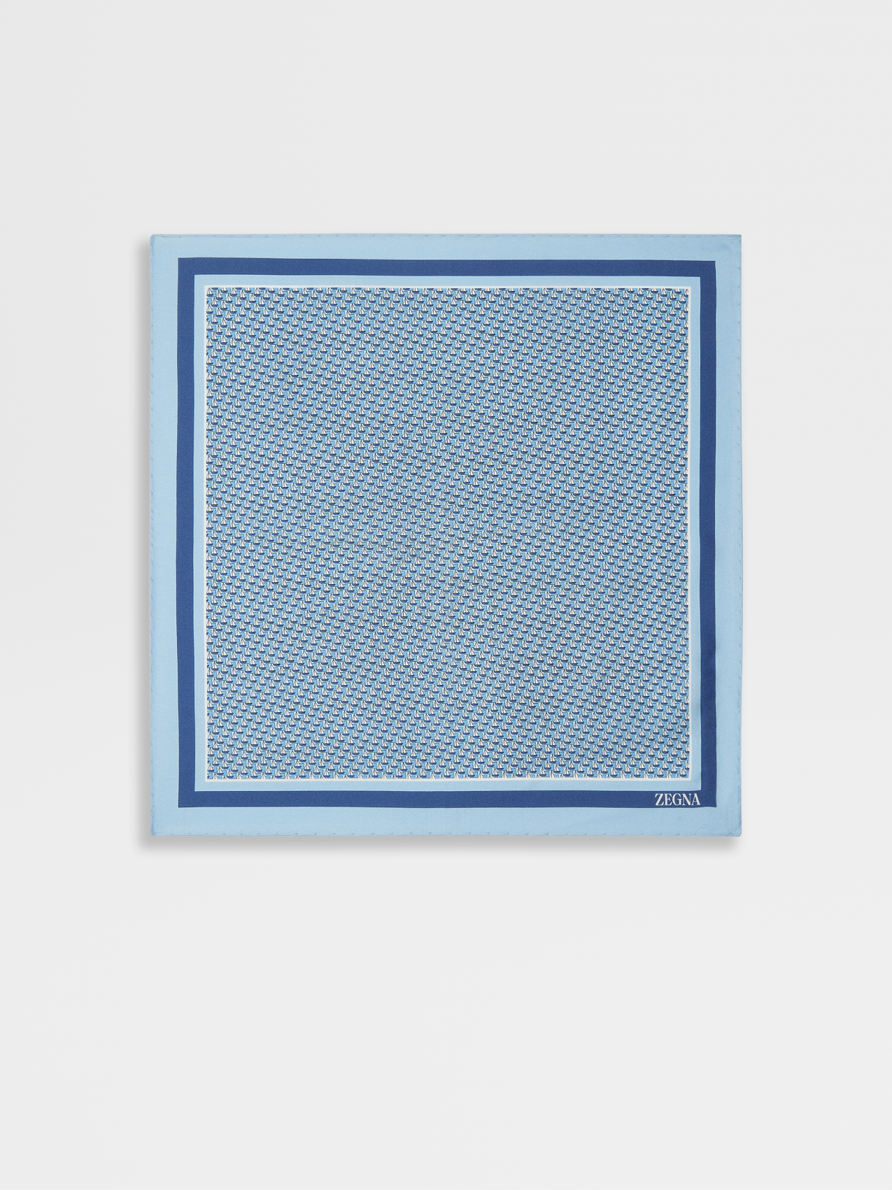 Light Blue Silk Printed Pocket Square